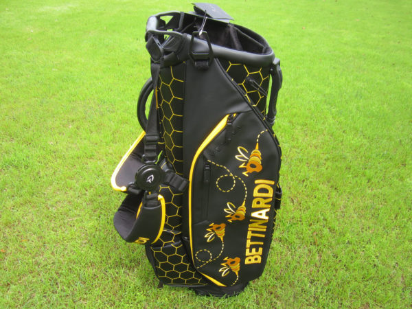bettinardi hive release tour only tour department honey drip vessel black and yellow leather golf stand carry bag