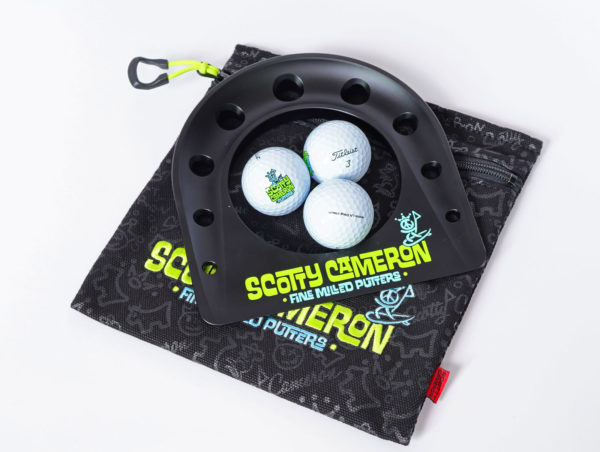 scotty cameron encinitas california gallery circle t fine milled putters black aluminum indoor practice putting cup with king peace surfer logoed titleist prov1 golf balls