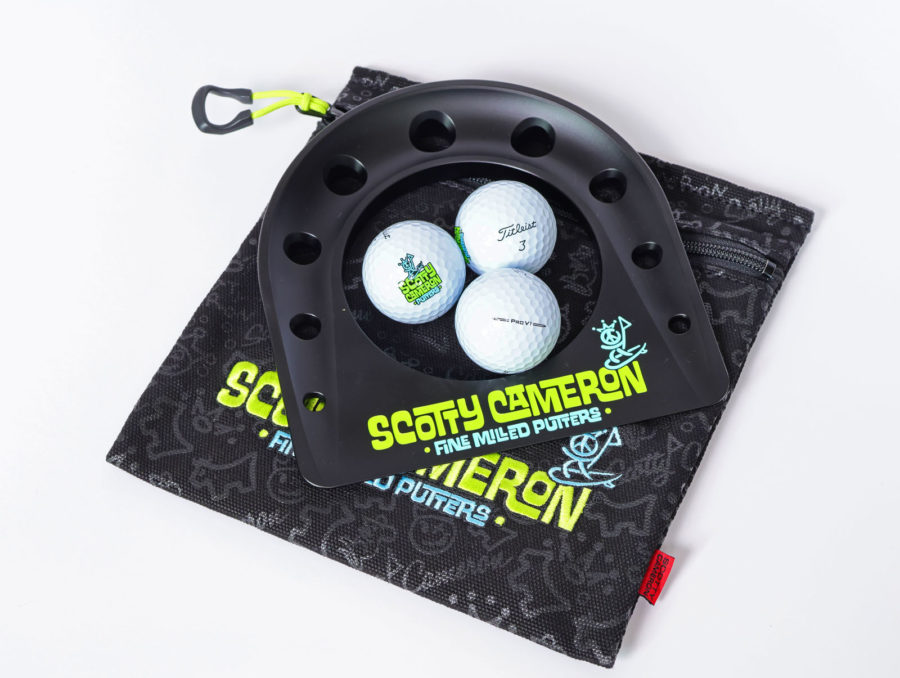 scotty cameron encinitas california gallery circle t fine milled putters black aluminum indoor practice putting cup with king peace surfer logoed titleist prov1 golf balls