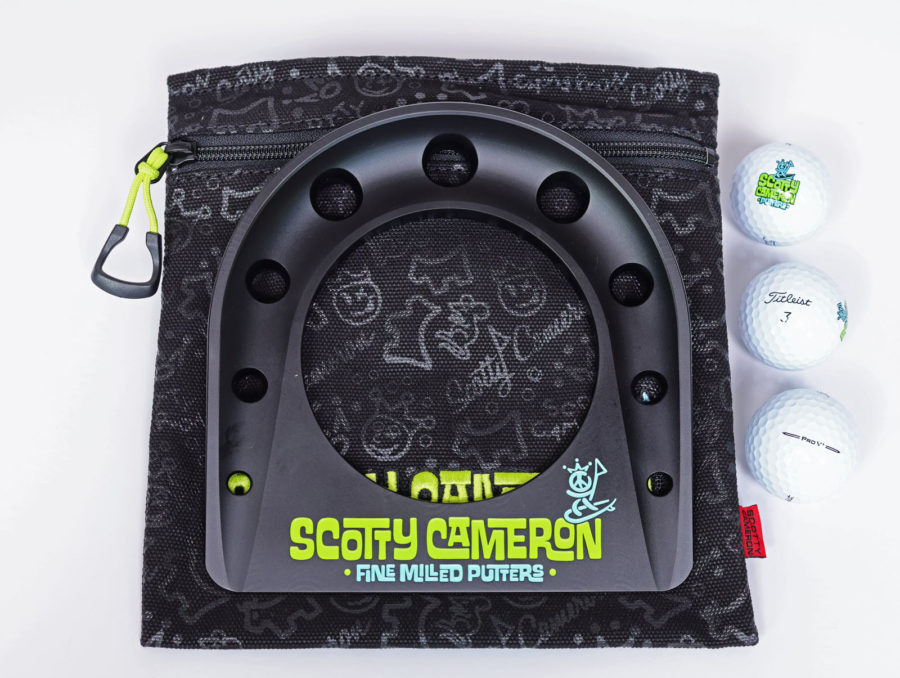scotty cameron encinitas california gallery circle t fine milled putters black aluminum indoor practice putting cup with king peace surfer logoed titleist prov1 golf balls
